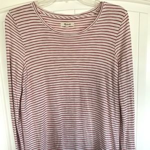 Madewell orange and white striped long sleeve top